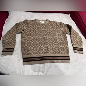 Coach Tan and Brown Crewneck Sweater